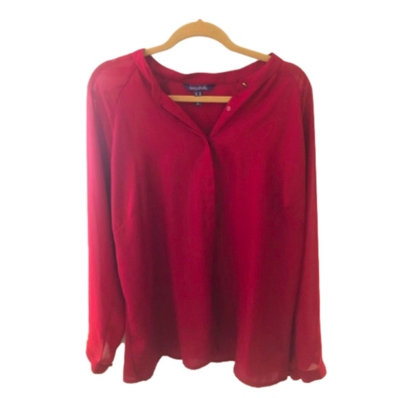 long tall sally Tops - Long Tall Sally Semi-sheer Burgundy Blouse